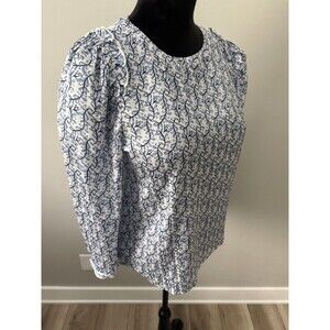 NWT LOFT Women's Classy Print Ruffle Shoulder Blouse sz S Career Summer MSRP $69